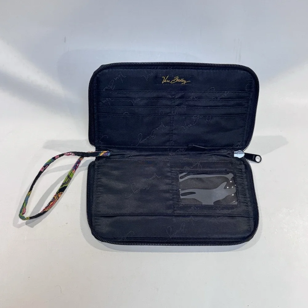 Vera Bradley Wristlet Wallet Quilted Black w Multi Color Paisley Symphony in Hue - Picture 6 of 10